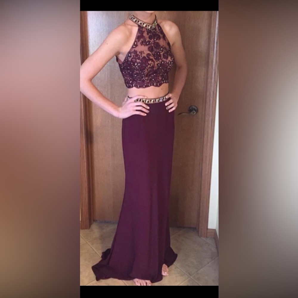 Alyce Paris Burgundy Embellished Dress